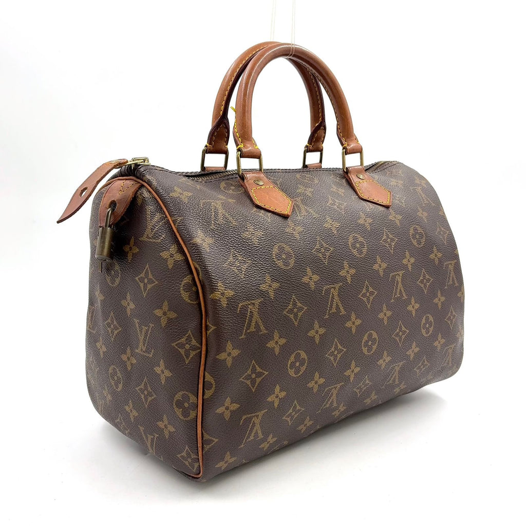 Louis Vuitton Speedy 30 Monogram Leather Brown Light Handbag Gold — view 2