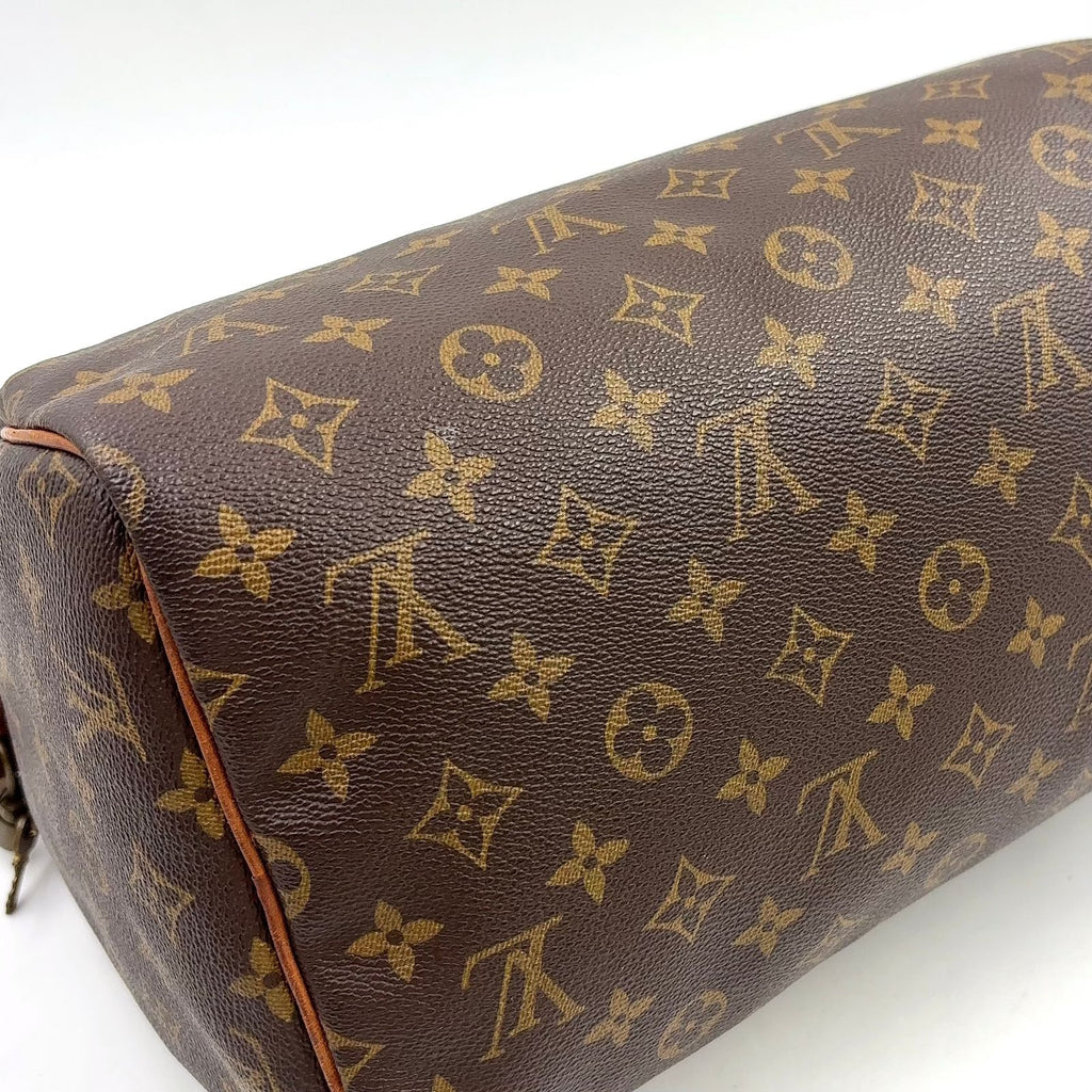 Louis Vuitton Speedy 30 Monogram Leather Brown Light Handbag Gold — view 7