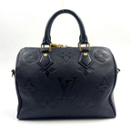 Louis Vuitton Speedy Bandouliere 25 Gray Leather Black Handbag Gold