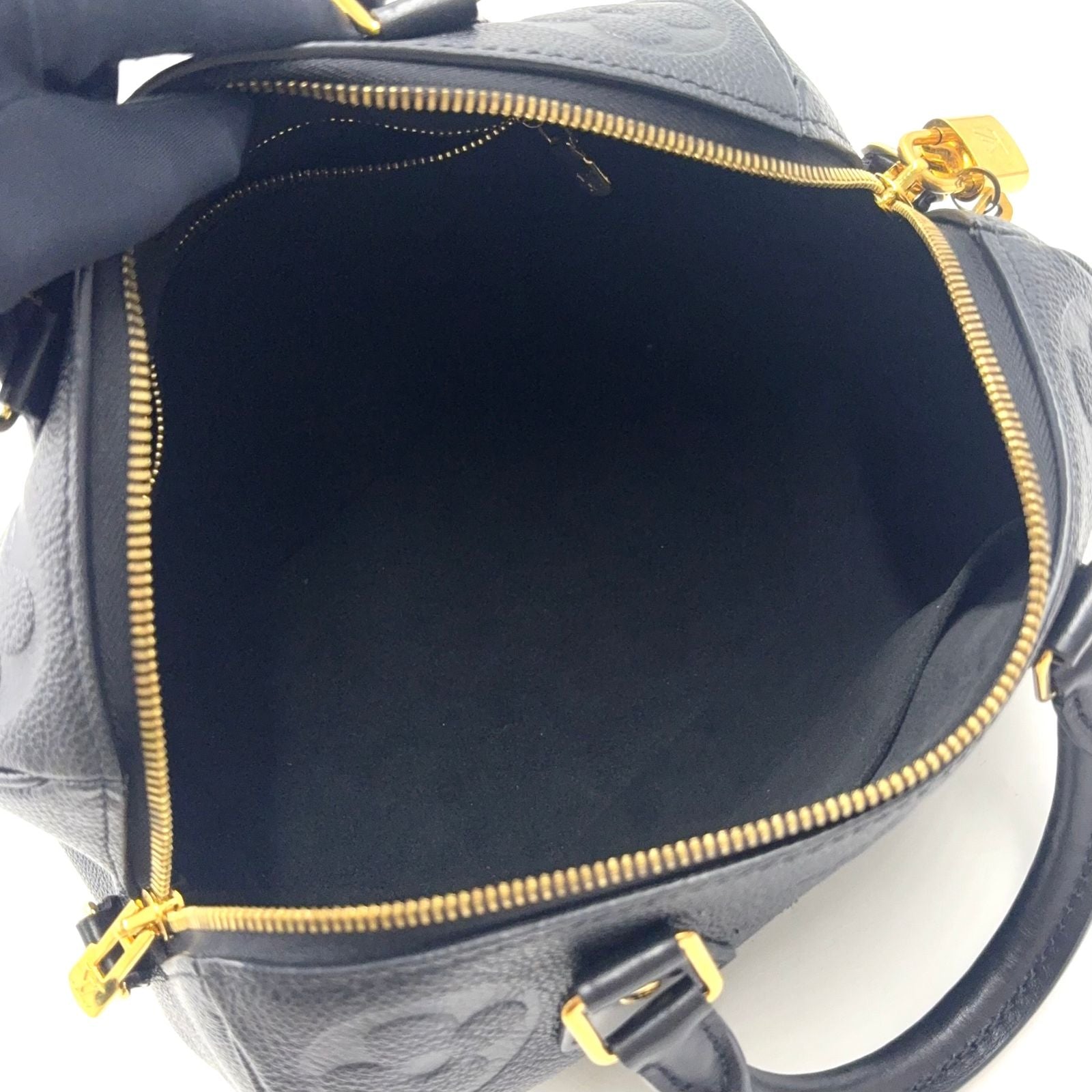 Louis Vuitton Speedy Bandouliere 25 Gray Leather Black Handbag Gold — view 3