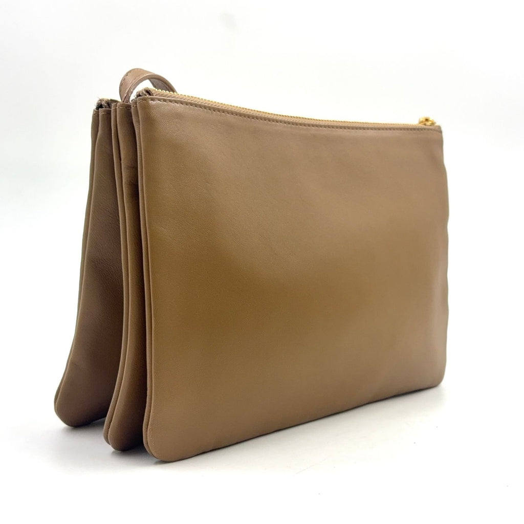 Celine Trio Lambskin Beige Shoulder Bag Gold — view 2