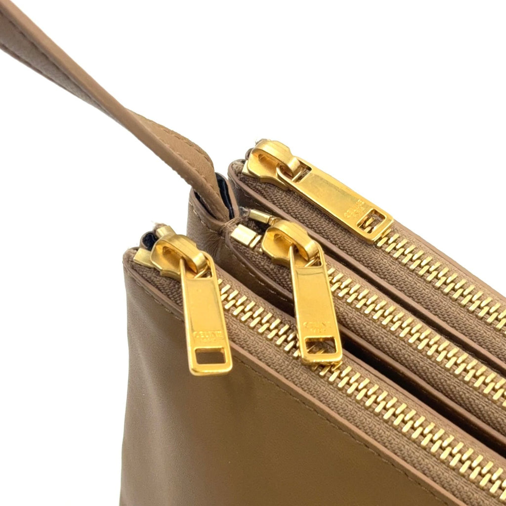 Celine Trio Lambskin Beige Shoulder Bag Gold — view 7
