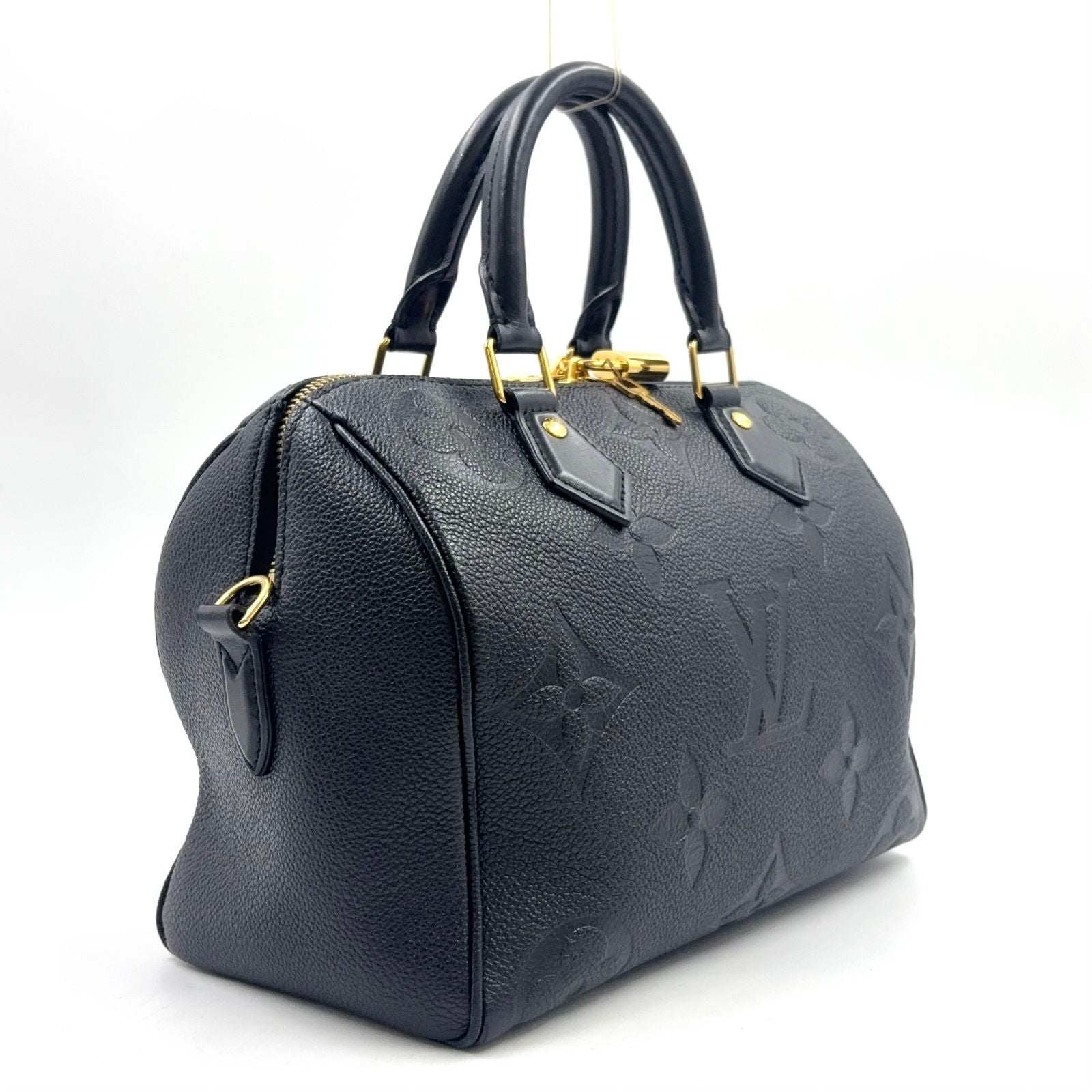 Louis Vuitton Speedy Bandouliere 25 Gray Leather Black Handbag Gold — view 2
