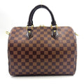 Louis Vuitton Speedy 30 Damier Ebene Leather Brown Handbag Gold