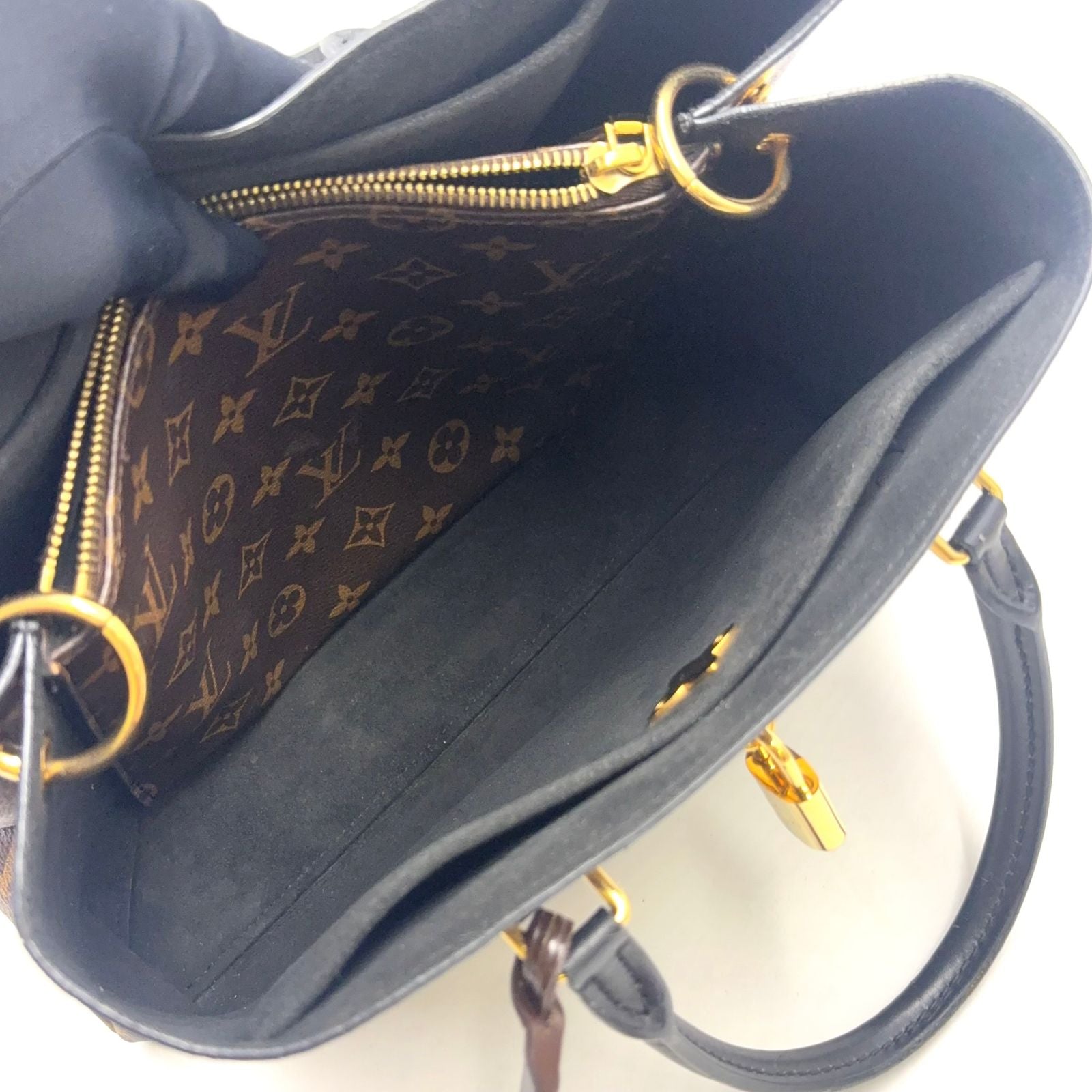 Louis Vuitton Flower Tote Monogram Leather Brown Black Handbag Gold — view 4