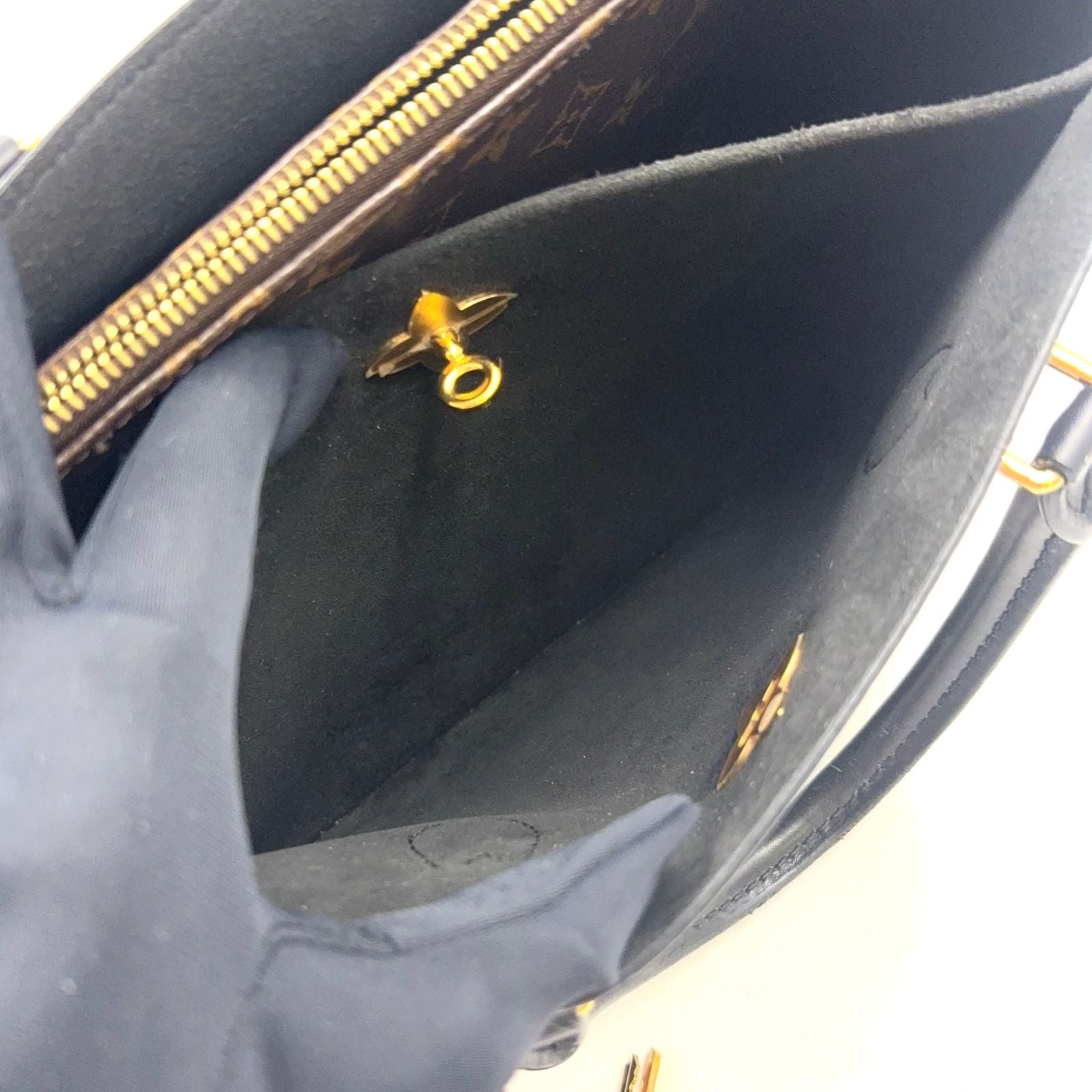 Louis Vuitton Flower Tote Monogram Leather Brown Black Handbag Gold — view 6