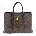 Louis Vuitton Flower Tote Monogram Leather Brown Black Handbag Gold