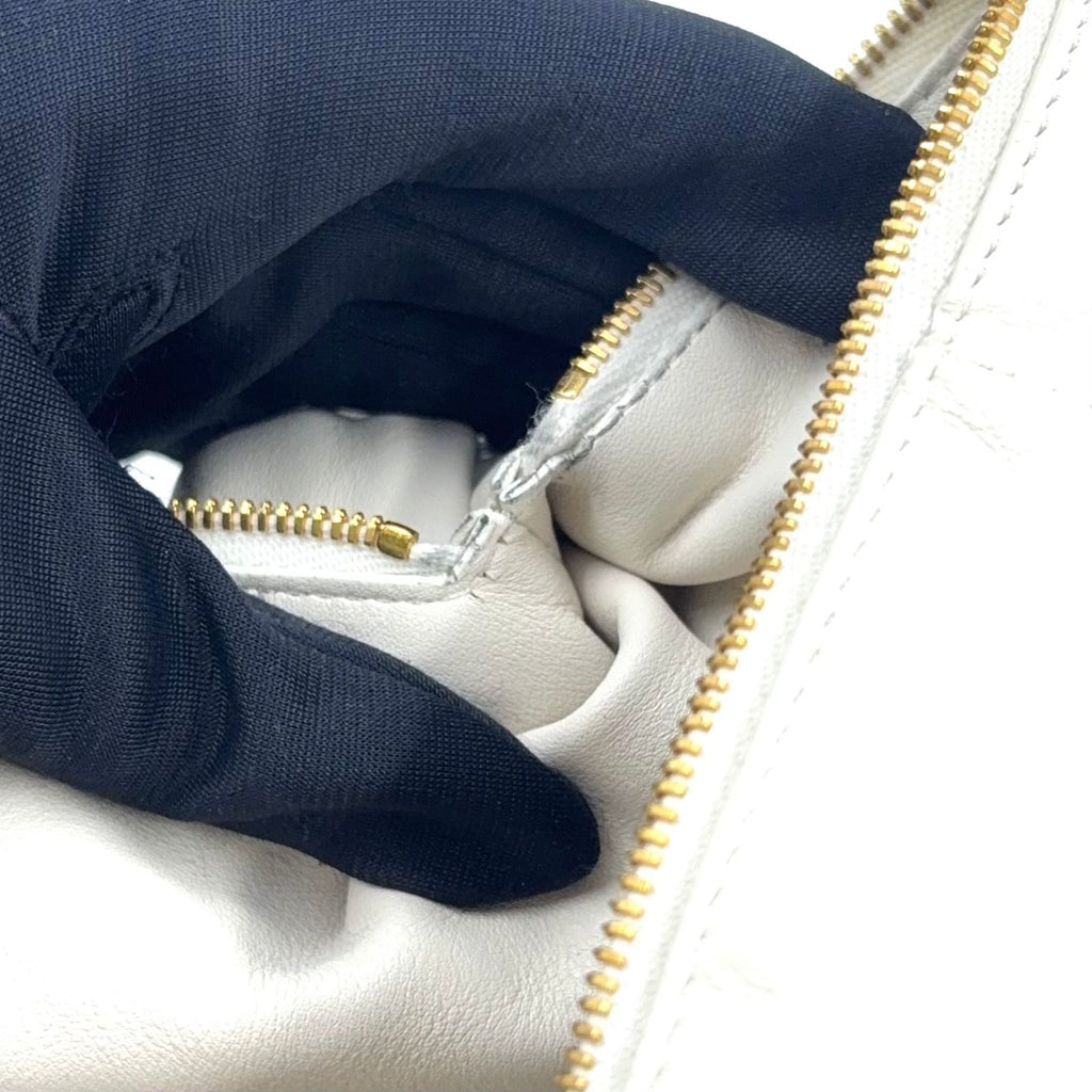 Bottega Veneta Double Knot Mini Hobo Lambskin White Handbag Gold — view 7