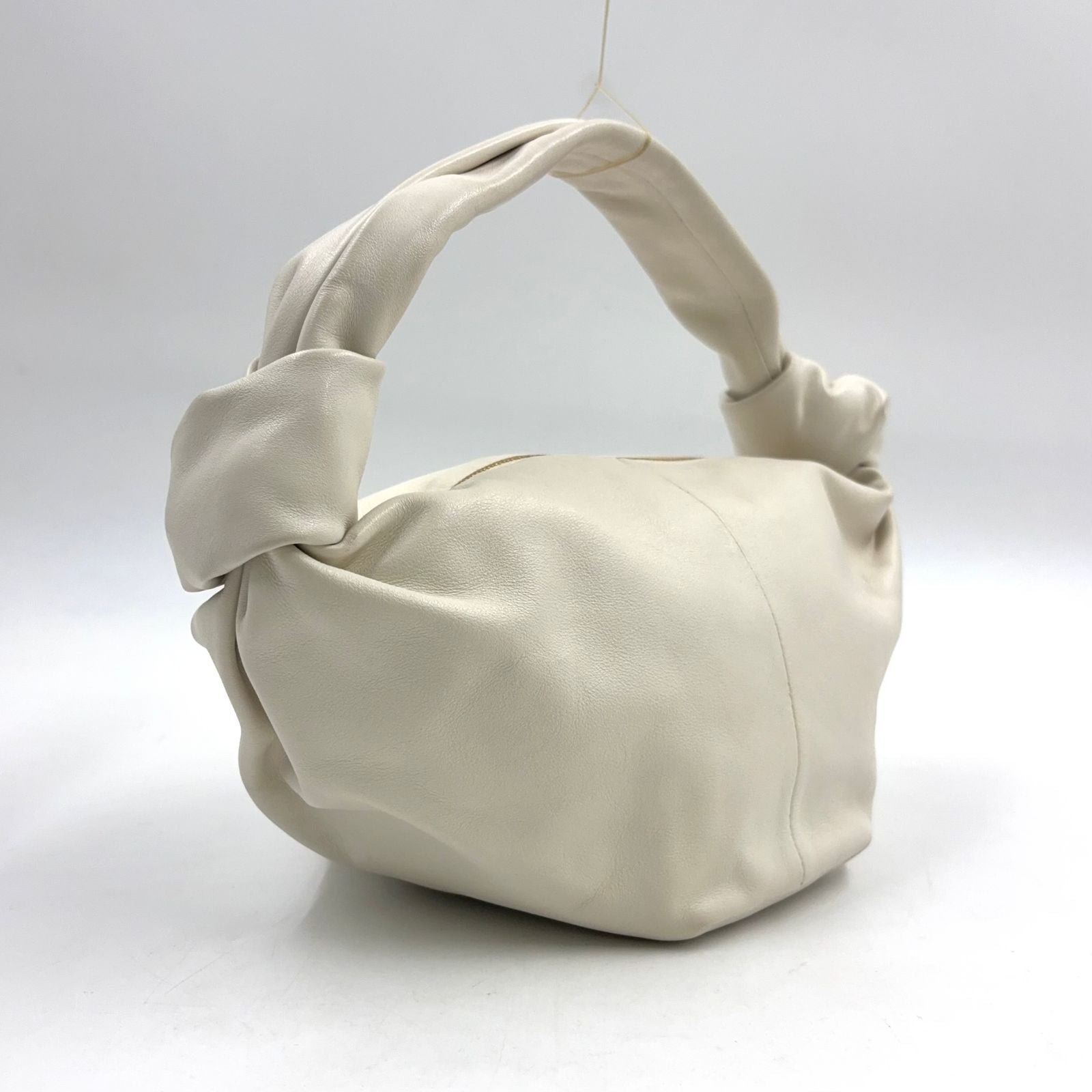 Bottega Veneta Double Knot Mini Hobo Lambskin White Handbag Gold — view 2
