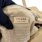 Prada Double Belt Nylon Beige Shoulder Bag Silver — view 4