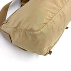Prada Double Belt Nylon Beige Shoulder Bag Silver — view 7