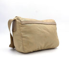 Prada Double Belt Nylon Beige Shoulder Bag Silver — view 2