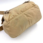 Prada Double Belt Nylon Beige Shoulder Bag Silver — view 6