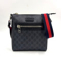 Gucci GG Supreme Small Messenger Bag Leather Navy Black Red Silver