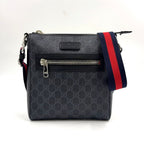 Gucci GG Supreme Small Messenger Bag Leather Navy Black Red Silver