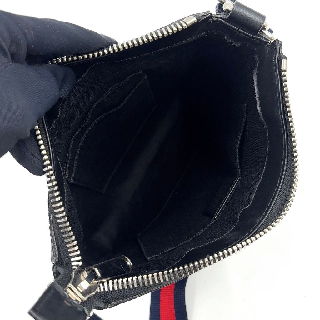 Gucci GG Supreme Small Messenger Bag Leather Navy Black Red Silver — view 3