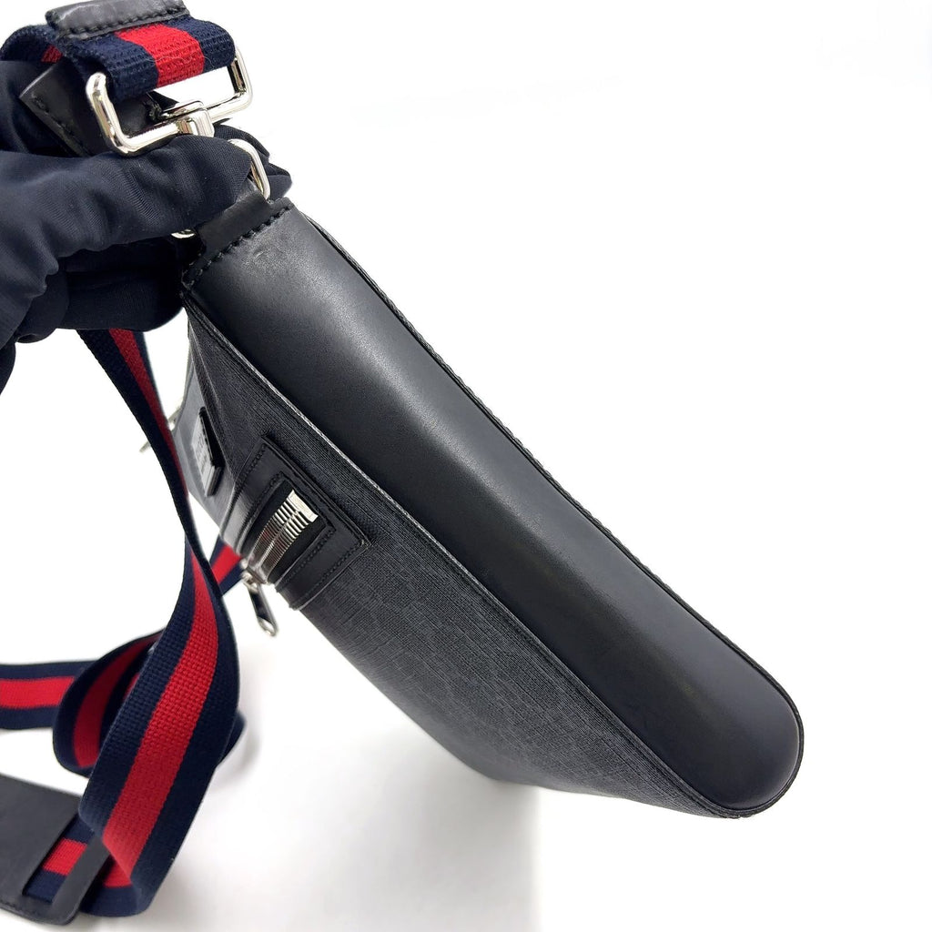 Gucci GG Supreme Small Messenger Bag Leather Navy Black Red Silver — view 8