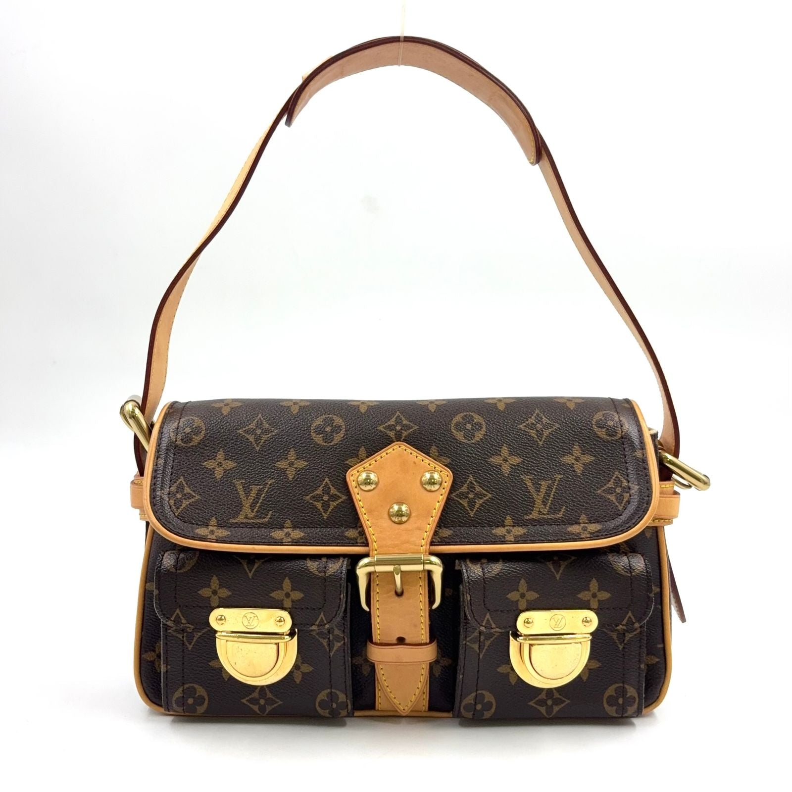 Louis Vuitton Hudson PM Monogram Leather Brown Light Shoulder Bag Gold