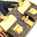 Louis Vuitton Hudson PM Monogram Leather Brown Light Shoulder Bag Gold — view 8