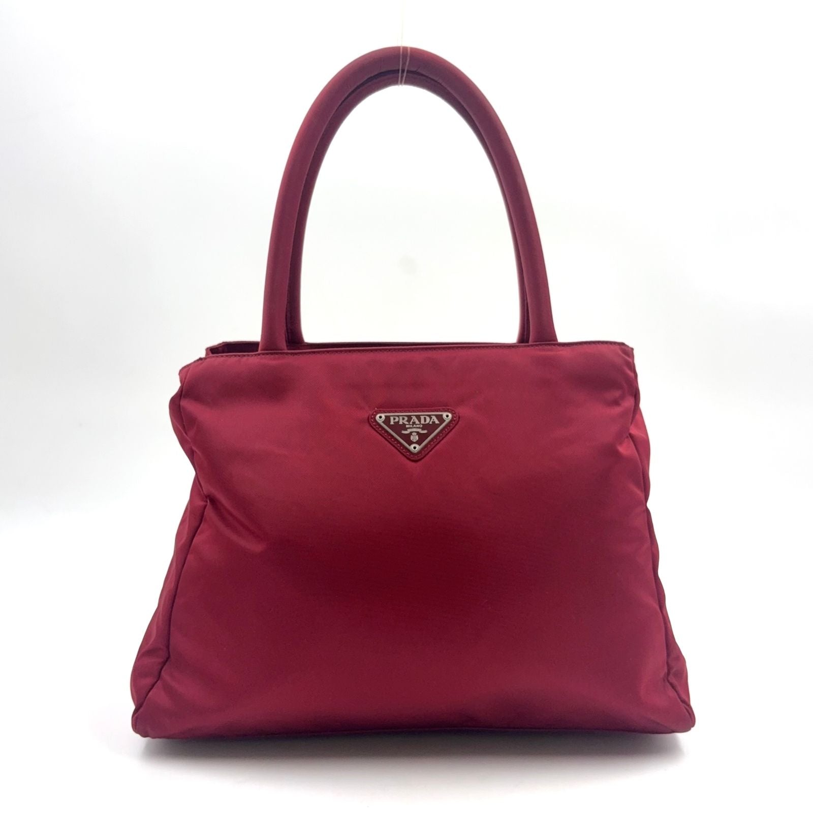 Prada Tessuto City Nylon Bordeaux Tote Bag Silver