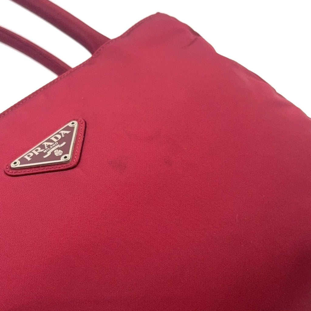 Prada Tessuto City Nylon Bordeaux Tote Bag Silver — view 6