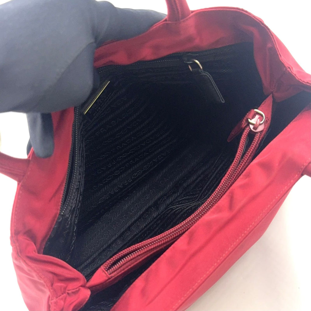 Prada Tessuto City Nylon Bordeaux Tote Bag Silver — view 4