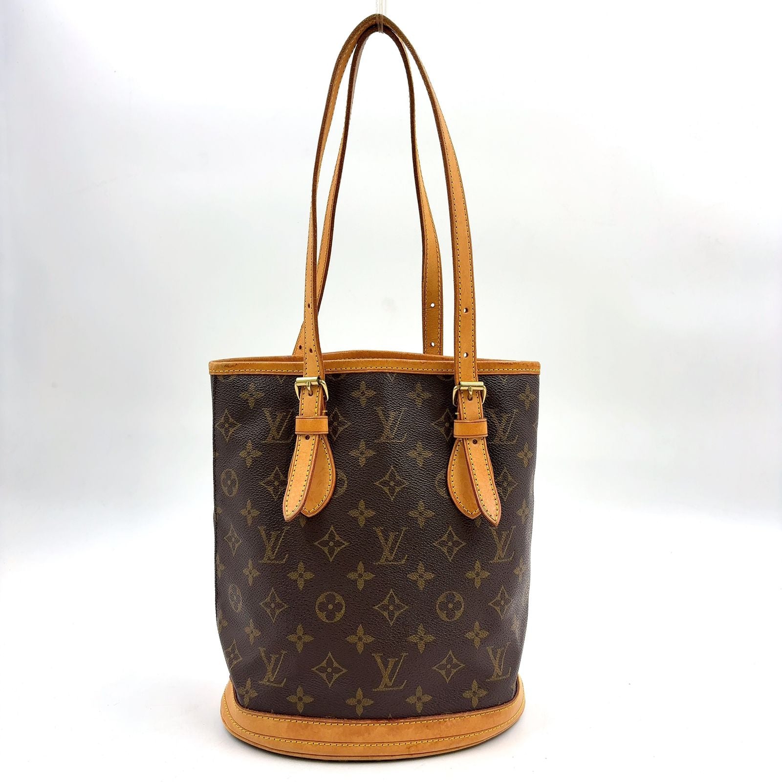 Louis Vuitton Bucket PM Monogram Leather Brown Light Shoulder Bag Gold