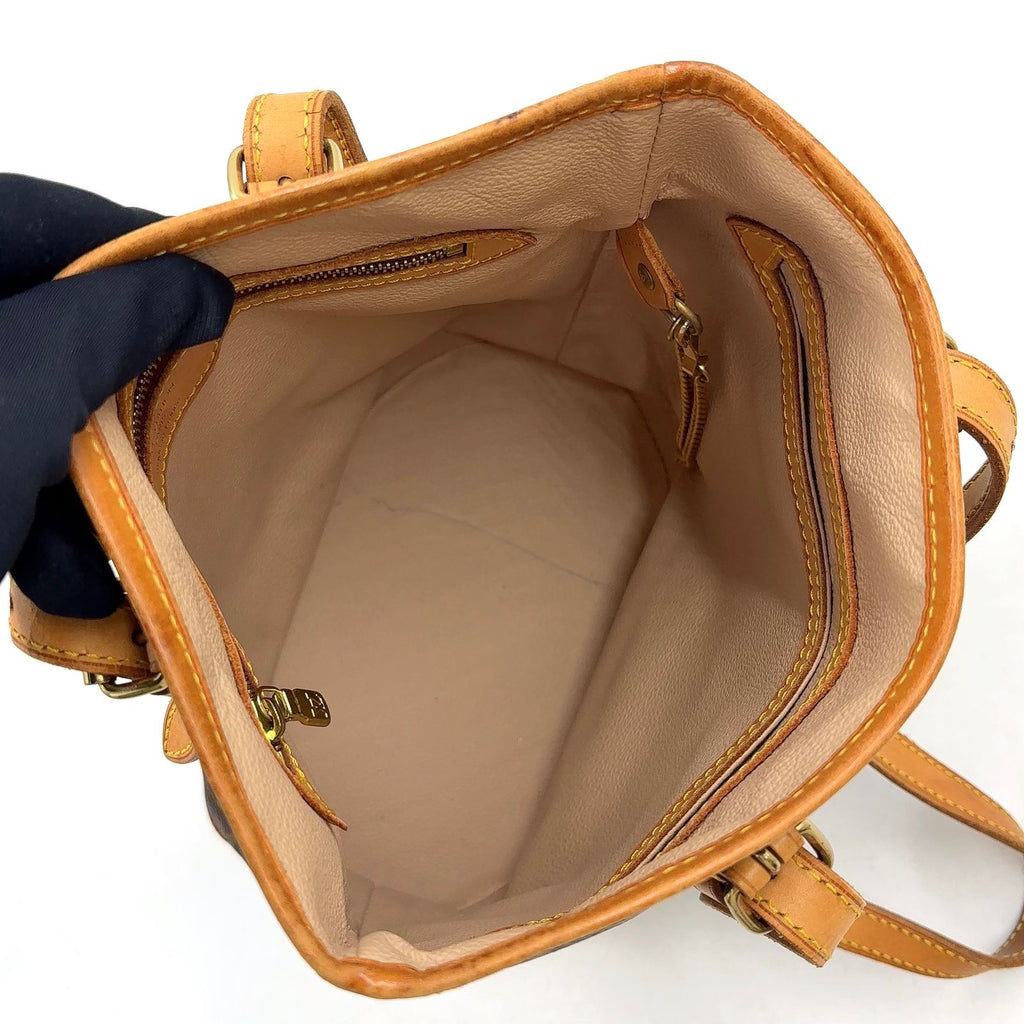 Louis Vuitton Bucket PM Monogram Leather Brown Light Shoulder Bag Gold — view 3