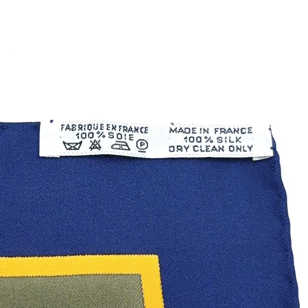 Hermes Carre 90 in Salzburg Silk Yellow Green Navy Scarf — view 2
