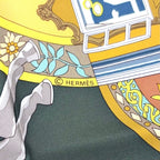 Hermes Carre 90 in Salzburg Silk Yellow Green Navy Scarf — view 3