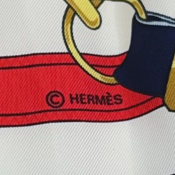 Hermes Carre 90 Eperon D'or Silk Navy White Red Scarf — view 2