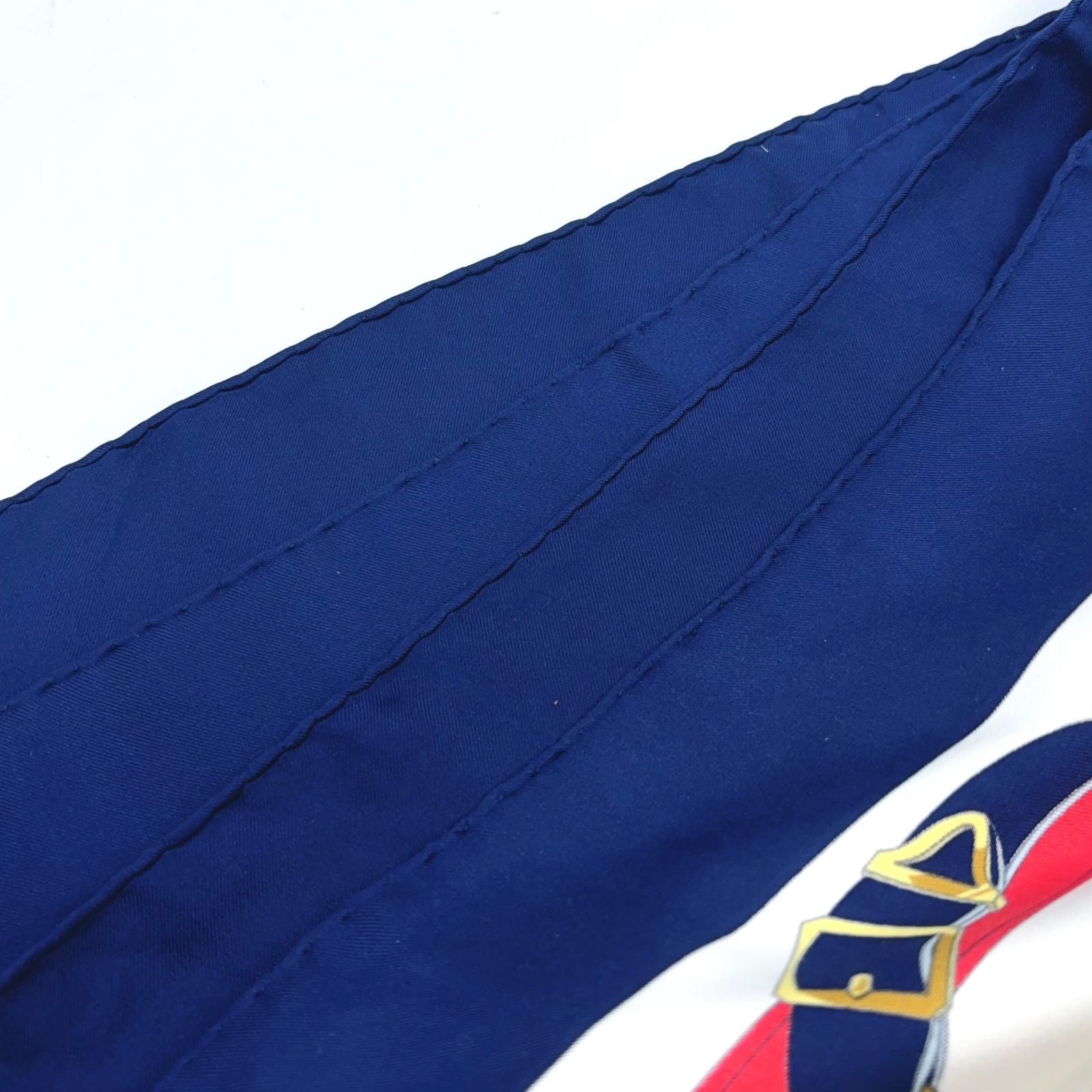Hermes Carre 90 Eperon D'or Silk Navy White Red Scarf — view 5