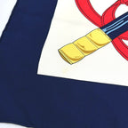 Hermes Carre 90 Eperon D'or Silk Navy White Red Scarf — view 7