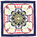 Hermes Carre 90 Eperon D'or Silk Navy White Red Scarf