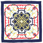 Hermes Carre 90 Eperon D'or Silk Navy White Red Scarf