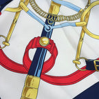 Hermes Carre 90 Eperon D'or Silk Navy White Red Scarf — view 6