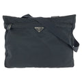 Prada Tessuto Black Silver Nylon Tote Shoulder Bag