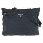 Prada Tessuto Black Silver Nylon Tote Shoulder Bag