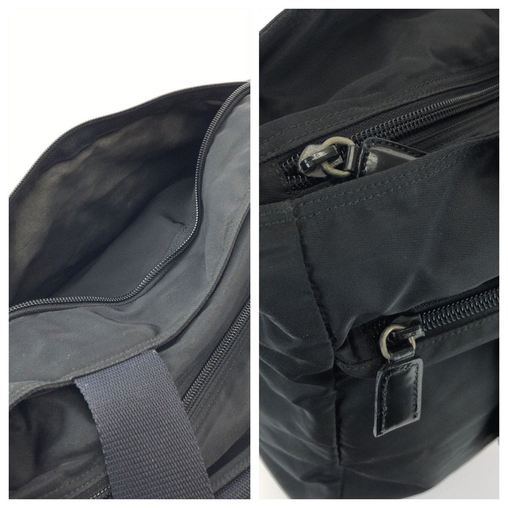 Prada Tessuto Black Silver Nylon Tote Shoulder Bag — view 5