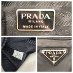 Prada Tessuto Black Silver Nylon Tote Shoulder Bag — view 4