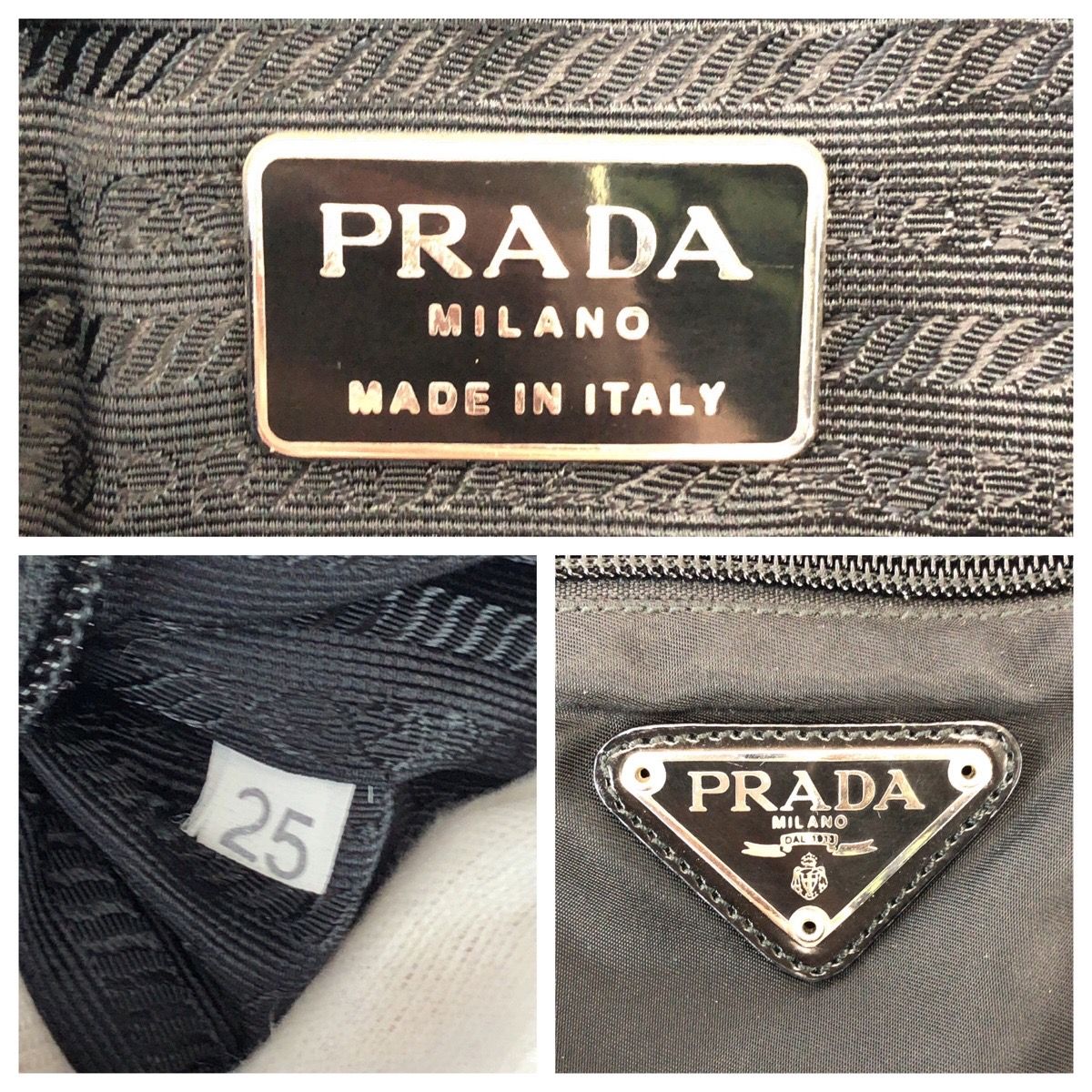 Prada Tessuto Black Silver Nylon Tote Shoulder Bag — view 4