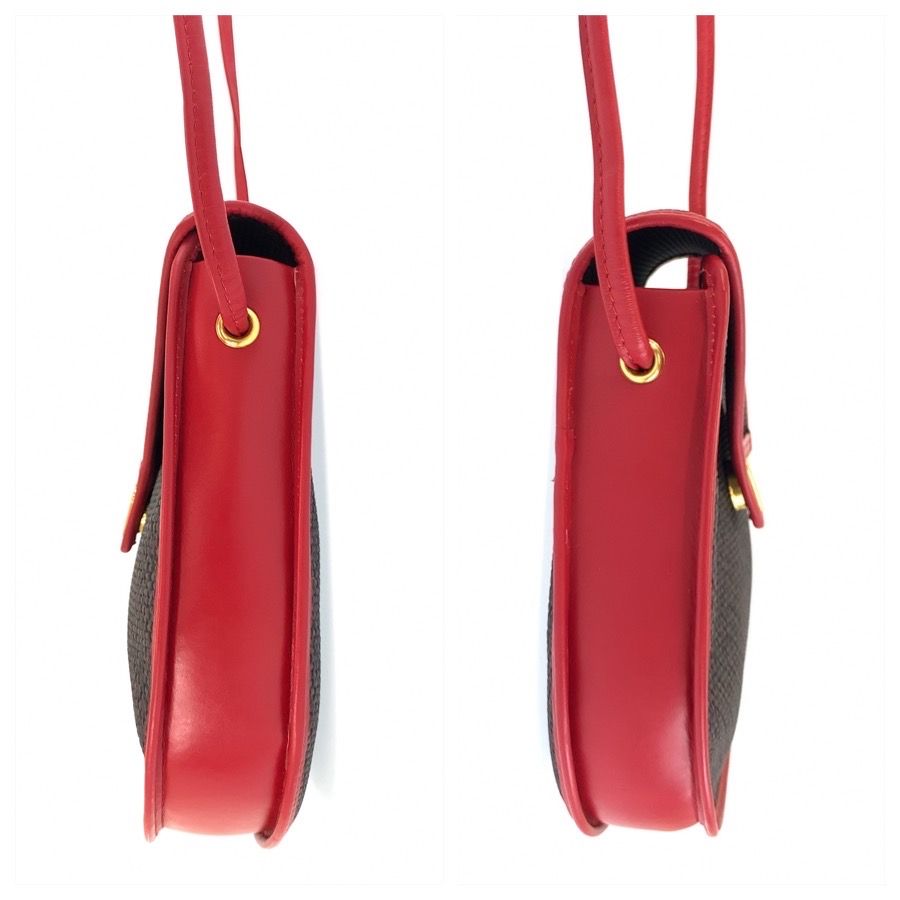 Saint Laurent Vintage YSL Red Gray Leather Shoulder Bag Pochette — view 7