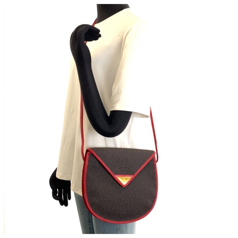 Saint Laurent Vintage YSL Red Gray Leather Shoulder Bag Pochette — view 6