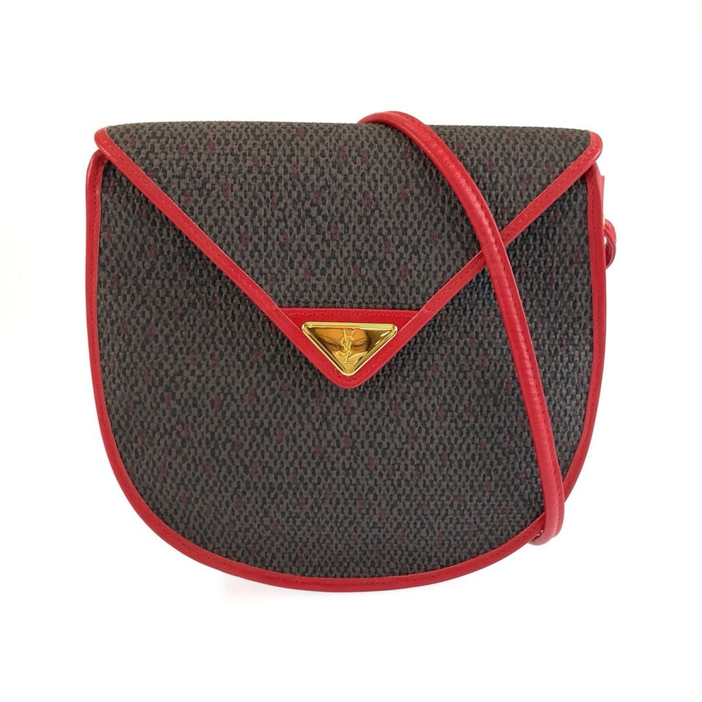 Saint Laurent Vintage YSL Red Gray Leather Shoulder Bag Pochette