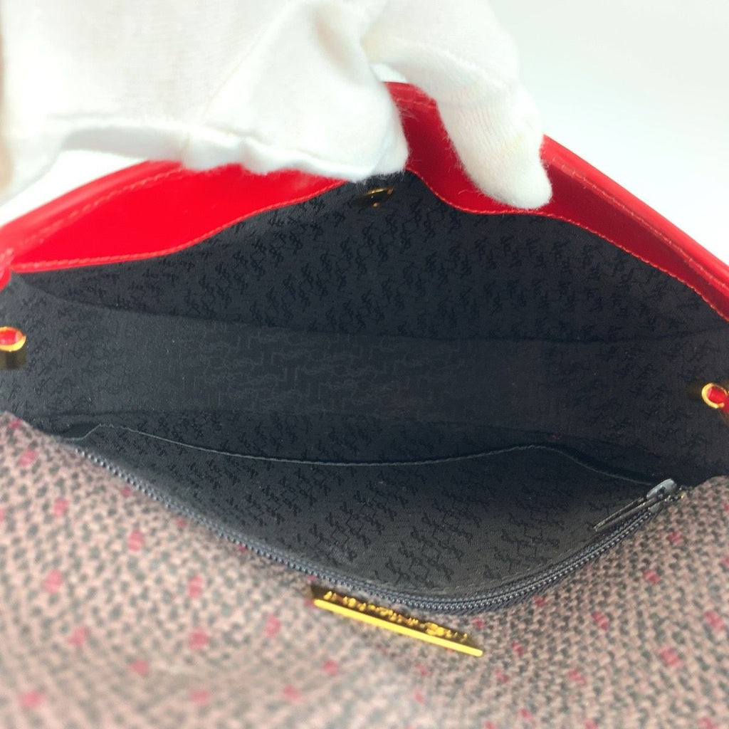 Saint Laurent Vintage YSL Red Gray Leather Shoulder Bag Pochette — view 8