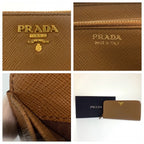 Prada Saffiano Brown Gold Leather Wallet — view 3