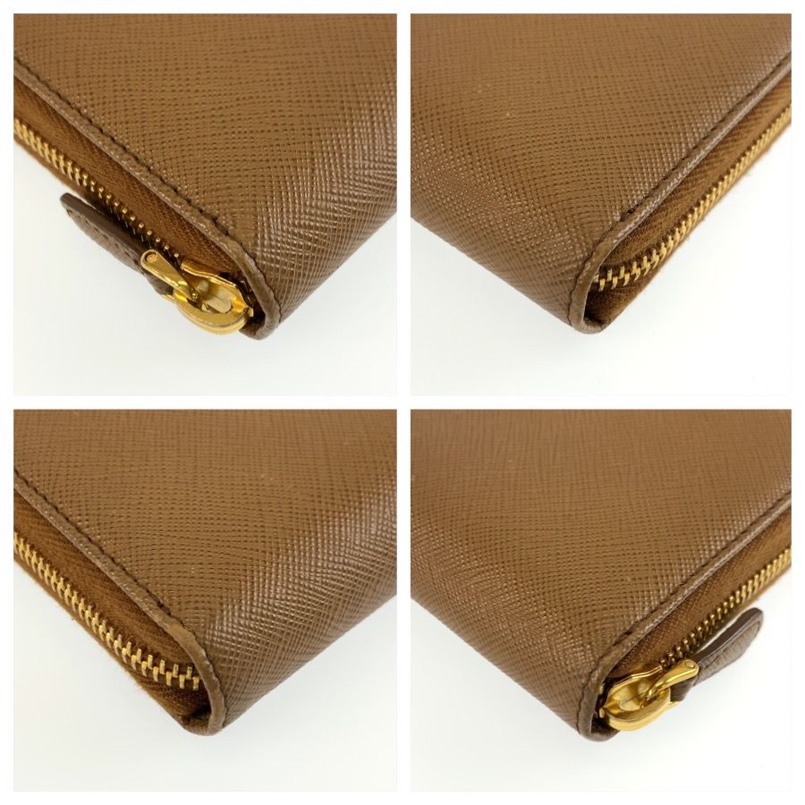 Prada Saffiano Brown Gold Leather Wallet — view 6