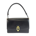 Celine Vintage Carriage Black Gold Leather Shoulder Bag