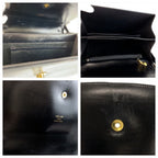 Celine Vintage Carriage Black Gold Leather Shoulder Bag — view 5