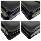 Celine Vintage Carriage Black Gold Leather Shoulder Bag — view 3